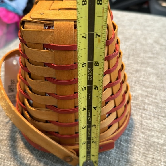 Longaberger Basket Liner Large Handle Round red 1996 Vintage Retired - Picture 4 of 13
